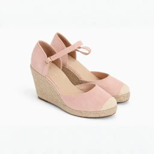 [MS541083C] 360 COTTON WEDGE ESPADRILLE SANDALS PINK 38