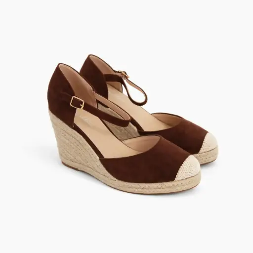[MS541084C] 360 COTTON WEDGE ESPADRILLE SANDALS BROWN 38
