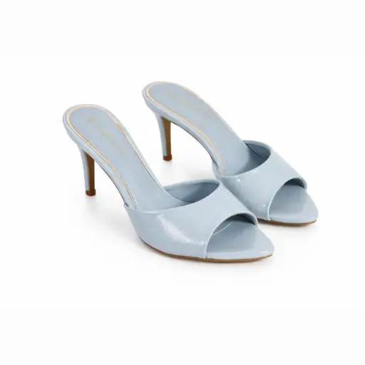 [52091C] 360 COTTON FAUX LEATHER MULES POINTED SKY BLUE  38