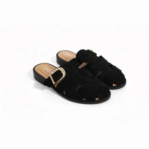 [HF-5195C] 360 COTTON ROUND FLAT DAIM BLACK 38