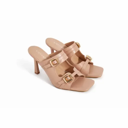 [HF-5797C] 360 COTTON HIGH MULES WITH TWO BUCLES NUDE 38