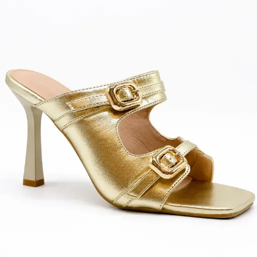 [HF-5798D] 360 COTTON HIGH MULES WITH TWO BUCLES GOLD 39