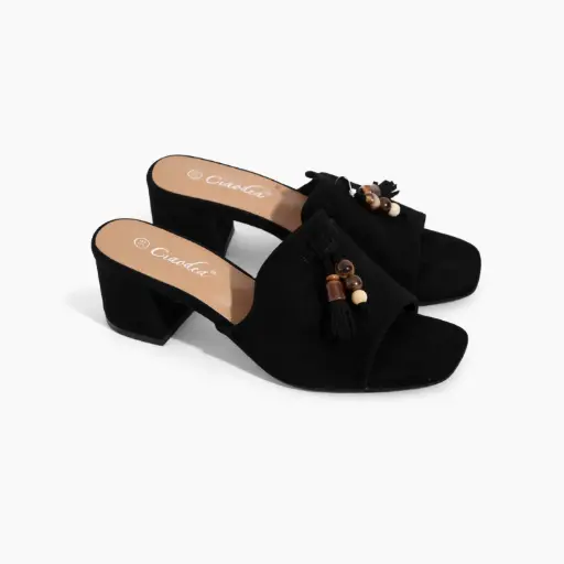 [2Q5F-L8761-01100D] 360 COTTON DAIM MULES BLACK 39