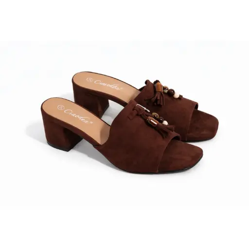 [2Q5F-L8761-01101D] 360 COTTON DAIM MULES BROWN 39