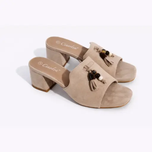 [2Q5F-L8761-01102C] 360 COTTON DAIM MULES BEIGE 38
