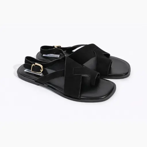 [E0548107C] 360 COTTON SANDALS DAIM BLACK 38