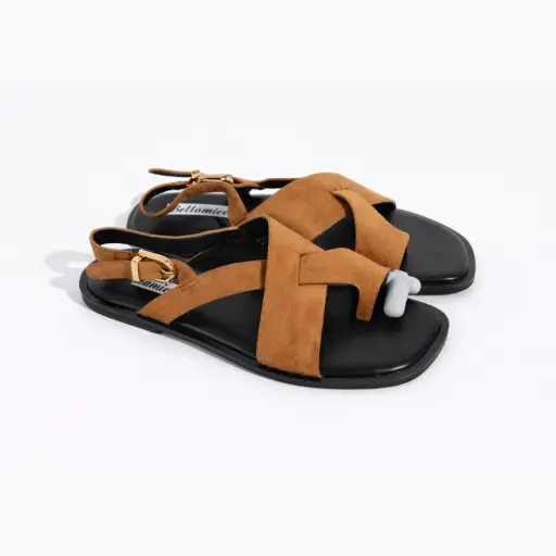 [E0548109C] 360 COTTON SANDALS DAIM CAMEL 38
