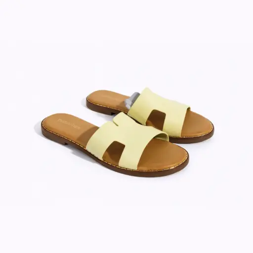 [ML376111C] 360 COTTON LEATHER SLIDES YELLOW 38