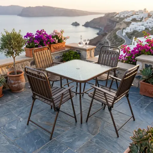 [OUTA-18] 360 HOME OUTDOOR 5 PCS PATIO SET WITH 4 CHAIRS  AND A SQUARE TABLE BLACK