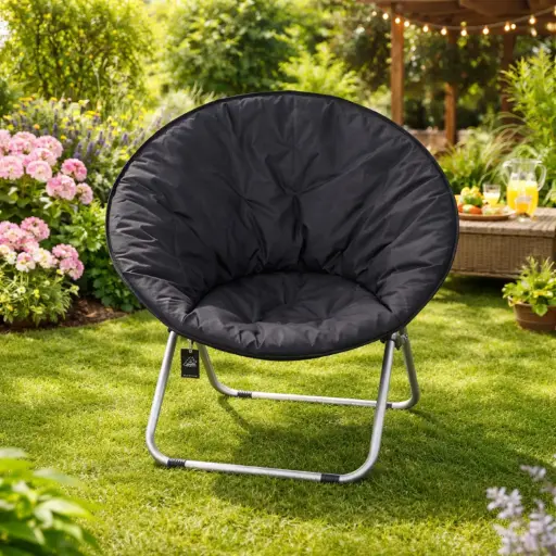 [MT400-4] 360 HOME OUTDOOR FOLDABLE SAUCER MOON CHAIR 80*80*78 BLACK