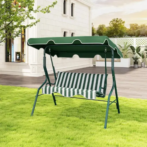 [HY-038] 360 HOME OUTDOOR 3-SEAT SEILING ROCKING SWING CHAIR L170xW110xH153CM BEIGE