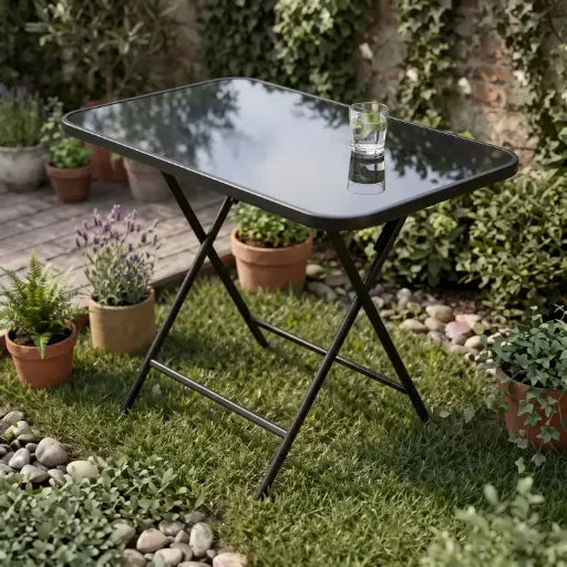 [HY-068B]  360 HOME OUTDOOR FOLDING DINING SQUARE TABLE 75*130 BLACK