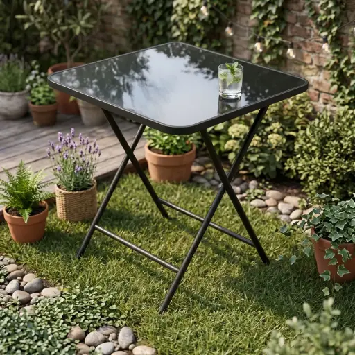 [HY-068A]  360 HOME OUTDOOR FOLDING DINING SQUARE TABLE 80*80 BLACK