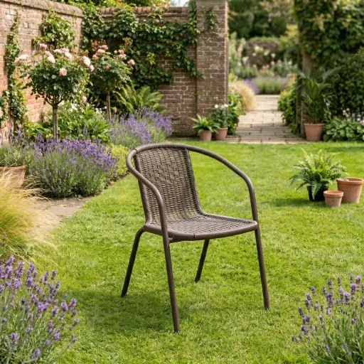 [HY-069]  360 HOME OUTDOOR LEISURE MODERN RATTAN WICKER DINING CHAIR 56*56*74 BROWN