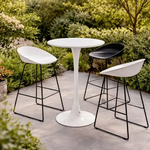 [PLTA32] 360 HOME BAR-HEIGHT TABLE ROUND TOP 3 LEGS Φ60*H105 WHITE