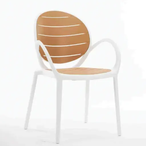 [PLCH7] 360 HOME VERSATILE PLASTIC DINING CHAIR INDOOR/OUTDOOR 55*45*86 BEIGE+WHITE