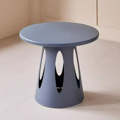 [PLTA39] 360 HOME MULTI-UTILITY SIDE ROUND TABLE CUT-OUT LEG SHAPE 55*55*49 GREY BLUE
