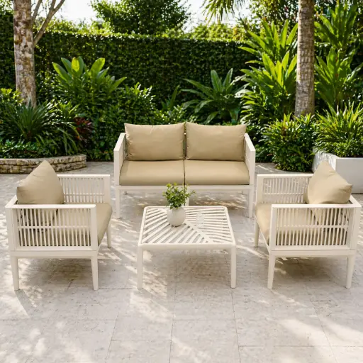 [BEI1] 360 HOME OUTDOOR PATIO SET RUSTPROOF MATERIAL BACKREST ROPE DESIGN