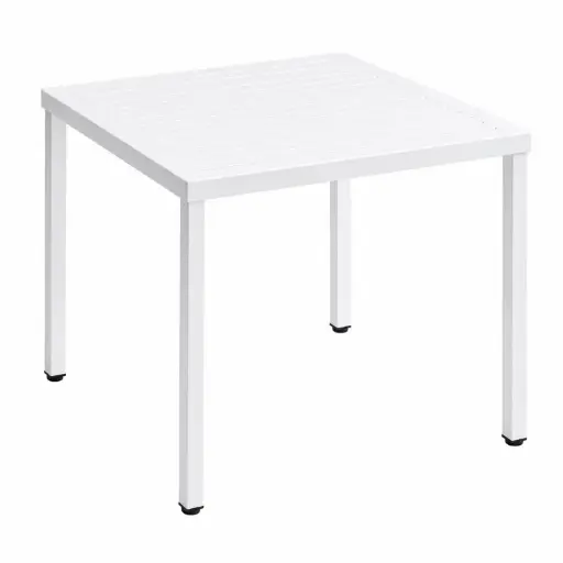 [PLTA40] 360 HOME TABLE POLYRESINE WHITE+STEEL FRAME INDOOR/OUTDOOR