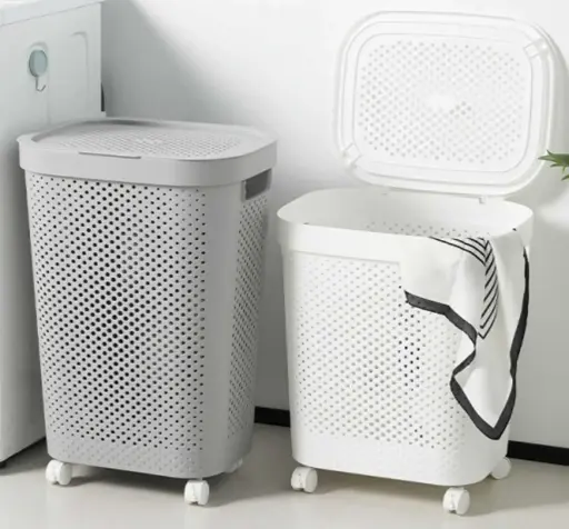 [LBAS18] 360 HOME SMALL LAUNDRY HAMPER WITH HANDLES & WHEELS 43.5*34.5*50CM