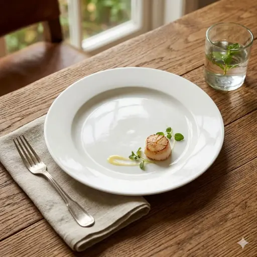 [MT440-1] 360 HOME PLATE WHITE CERAMIC 26.5CM