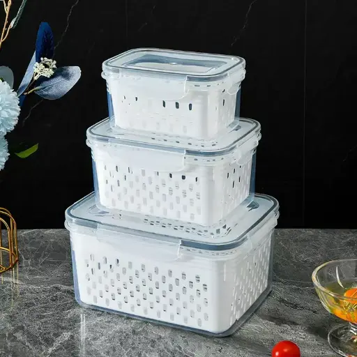 [MK-KIT87] 360 HOME MY KITCHEN PLASTIC FRIDGE STORAGE BOX SMALL :15*10.5*8CM  MIDDLE:18.7*13*9.5CM BIG 22*16*12CM 