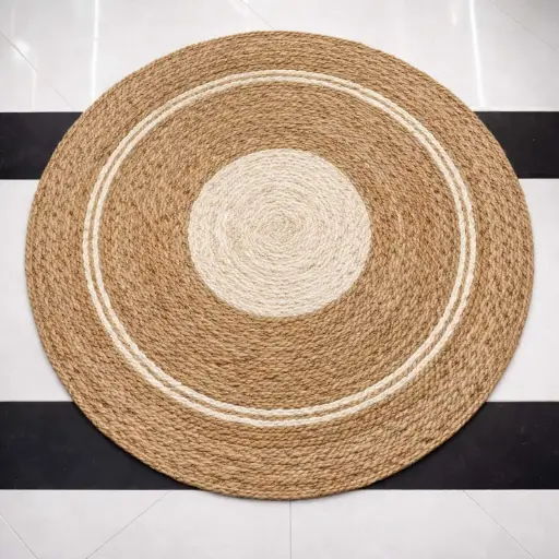 [STRAW3] 360 HOME FLOORMAT STRAW 120CM BRAIDED DESIGN NATURAL COLOR 