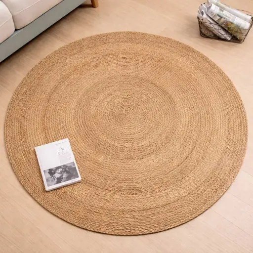 [STRAW4] 360 HOME FLOORMAT STRAW 120CM CRAFTED ROUND CIRCULAR PATTERN