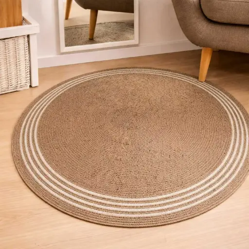 [STRAW6] 360 HOME FLOORMAT STRAW 120CM CIRCULAR SHAPE NATURAL LIGHT BROWN COLOR