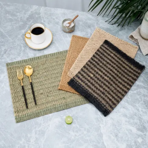[STRAW33] 360 HOME PLACEMAT STRAW 30*45cm NATURAL BEIGE /GREEN/BLACK & BEIGE WEAVE