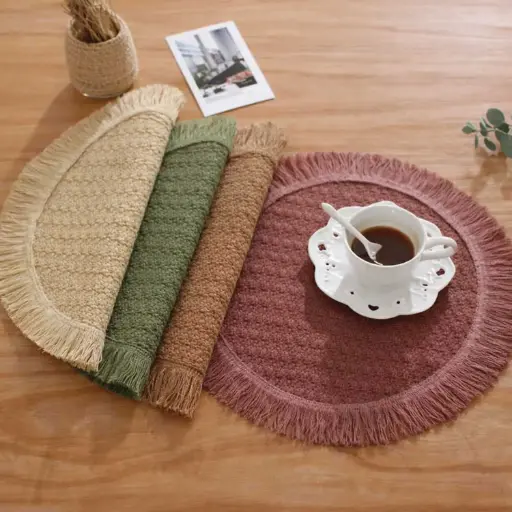 [STRAW35] 360 HOME PLACEMAT STRAW 38CM OVAL HAND BRAIDED SHADES OF GREEN AND NATURAL BEIGE/BROWN