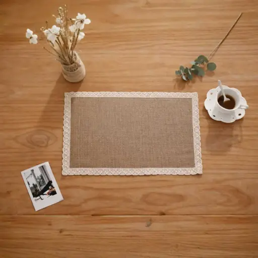 [STRAW45] 360 HOME PLACEMAT STRAW 30*45CM HANDMADE LADDER LACE LOOK BORDER SINGLE SIDED