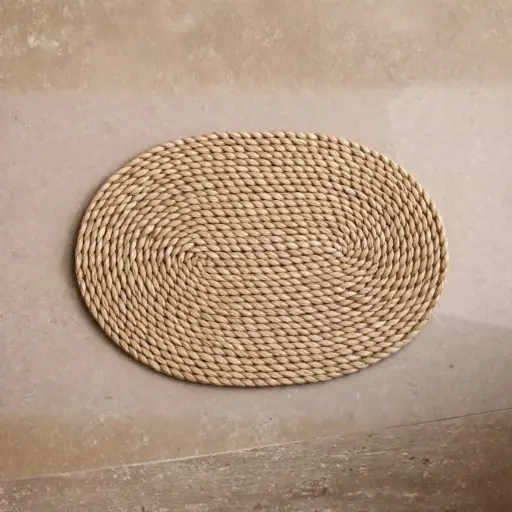 [STRAW51] 360 HOME PLACEMAT STRAW 30*45CM OVAL SHAPED RUSTIC NATURAL AND THICK HAND-WOVEN TIGHTLY BRAIDED SPIRAL PATTERN