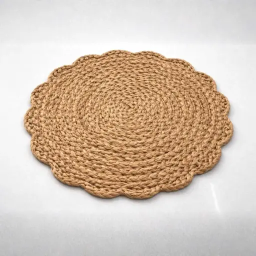 [STRAW58] 360 HOME PLACEMAT STRAW 38CM BRAIDED ROUND SHAPE WITH A SLIGHTLY SCALLOPED OR NATURAL RIM EDGE