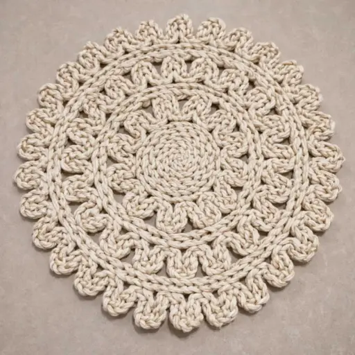 [STRAW63] 360 HOME PLACEMAT STRAW 38CM LACY DESIGN WITH A CENTRAL MOTIF AND A DECORATIVE OUTER EDGING THAT INCLUDES SHELL OR PICOT STITCHES OFF-WHITE