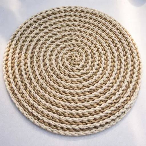 [STRAW68] 360 HOME PLACEMAT STRAW 38CM ROUGH TEXTURE CIRCULAR COILED DESIGN NATURAL BEIGE 