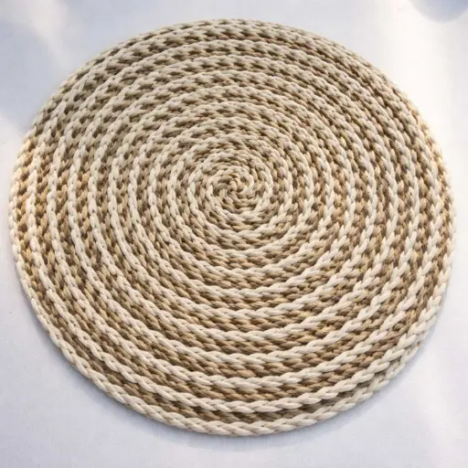 [STRAW68] 360 HOME PLACEMAT STRAW 38CM ROUGH TEXTURE CIRCULAR COILED DESIGN NATURAL BEIGE 
