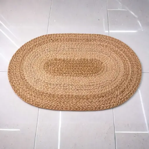 [STRAW79] 360 HOME FLOORMAT STRAW 120*80CM BRAIDED OVAL-SHAPED NATURAL BEIGE COLOR