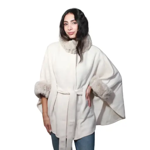 [MT-PUN27] 360 COTTON  LADIES SOFT COZY PUNCH OFF-WHITE FUR DESIGN