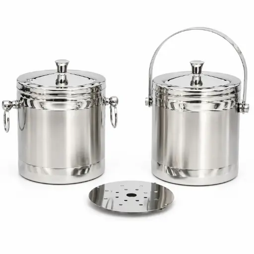 [MH-IB5] 360 HOME MY HOME SPIKED STRAIGHT ICE BUCKET WITH DIVIDERS 2L SILVER
