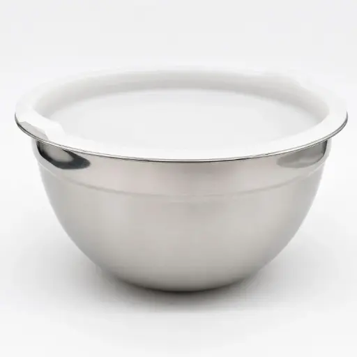 [MK-ST25] 360 HOME MY KITCHEN STAINLESS FOOD CONTAINER WITH COVER WHITE LID, SILVER BODY 20CM