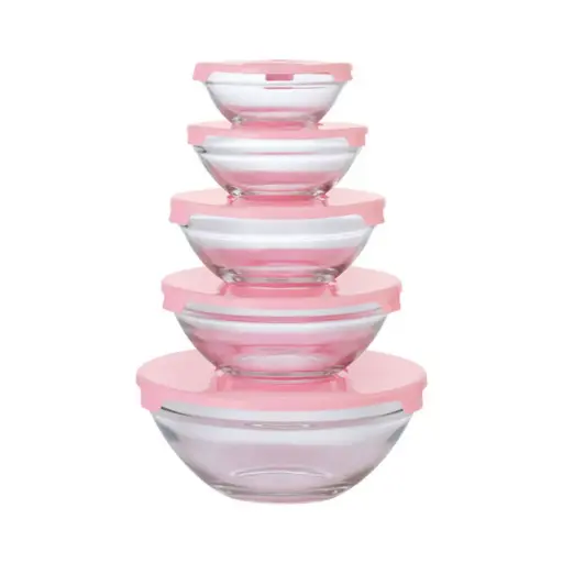 [MK-GLAS51] 360 HOME FOOD STORAGE PLASTIC 808 DOFU BOWL 5PCS SET 130+220+400+650+960ML (16PCS/BOX)