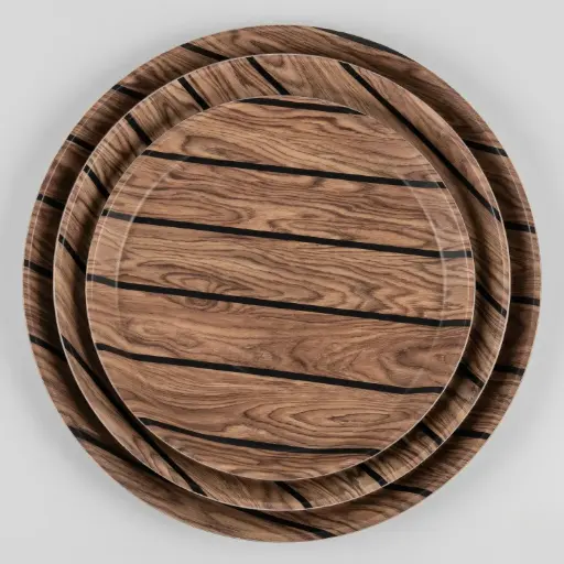 [MK-PTR18] 360 HOME MY KITCHEN PLASTIC TRAY 880 WOOD GRAIN PALLET 35CM