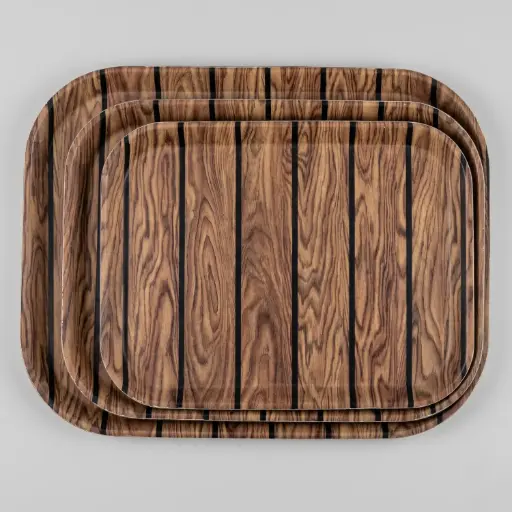 [MK-PTR22] 360 HOME MY KITCHEN PLASTIC TRAY 920 WOOD GRAIN PALLET 45*35CM