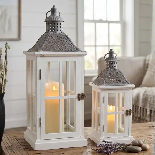 [MH-LANT2] 360 HOME MY HOME DECORATION WOODEN LANTERN 20*20*51.5   14*14*36