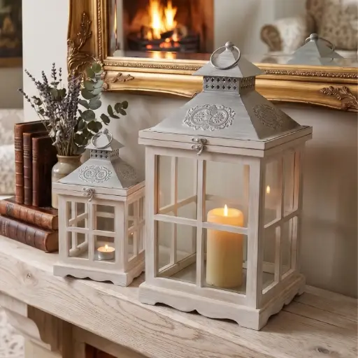 [MH-LANT4] 360 HOME MY HOME DECORATION WOODEN LANTERN 23*23*52:L 16*16*34:S