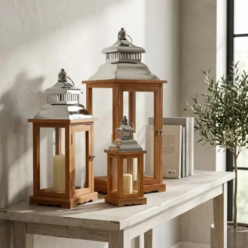 [MH-LANT11] 360 HOME MY HOME DECORATION WOODEN LANTERN 20*20*53.5:L  15*15*36.5:M  11*11*24.5:S