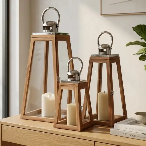 [MH-LANT14] 360 HOME MY HOME DECORATION WOODEN LANTERN 22.5*22.5*51：L 18.5*18.5*39：M 14*14*29：S