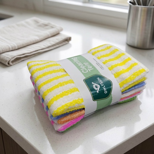 [MK-MIC1] 360 HOME MY KITCHEN MICROFIBER TOWELS 5PCS SINGLE-STRIPED DISHCLOTH 30*30