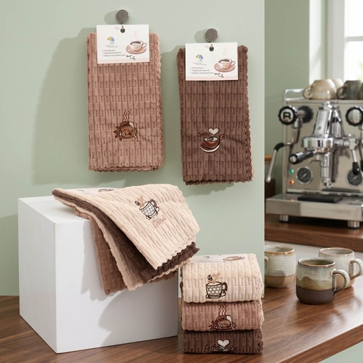 [MK-MIC3] 360 HOME MY KITCHEN MICROFIBER TOWELS 3PCS COFFEE CUP 30*30